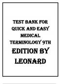  Quick and Easy Medical Terminology 9th Edition&comma; Test Bank&comma; Leonard&comma; Medical Language&comma; Word Roots&comma; Prefixes&comma; Suffixes&comma; Combining Forms&comma; Anatomy Terminology&comma; Physiology Terminology&comma; Disease Terms&comma; Diagnostic Terms&comma; Surgical Terms&comma; Endocrine System&comma; Cardiov