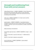 Strength and Conditioning Final Exam with correct answers