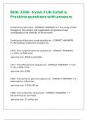 BIOL 3306 - Exam 2 UH Zufall & Frankino questions with answers