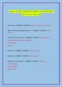 AQA GCSE GEOGRAPHY GLOSSARY ACTUAL EXAM &vert; QUESTIONS AND ANSWERS &lpar;COMPLETE SOLUTIONS&rpar;