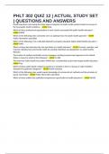 PHLT 302 QUIZ 12 &vert; ACTUAL STUDY SET &vert; QUESTIONS AND ANSWERS