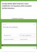 Combat Medic 68W Fieldcraft 1 Exam C168W144 97 Questions With Complete Verified Solutions