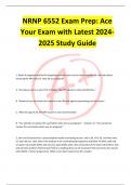 NRNP 6552 Exam Prep &ndash; 2024&sol;2025 Full Study Guide with Verified Questions and Answers