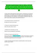 REVIEW QUESTIONS FOR NY REAL ESTATE EXAM Latest Update 2025-2026 100 Questions and 100&percnt; Verified Correct Answers Guaranteed A&plus;