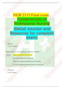 NUR 2115 Fundamentals of Professional Nursing Exam 1