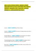AQA A LEVEL PHYSICS PAPER 1 NEWEST UPDATE  2025&sol;2026 WITH ACTUAL QUESTIONS AND CORRECT  VERIFIED ANSWERS&sol; WELL ANALYSED&comma; ALREADY  GRADED A&plus; &lpar;100&percnt;GUARANTEED PASS&excl; &rpar;