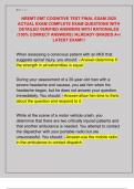 NREMT EMT COGNITIVE TEST FINAL EXAM 2025  ACTUAL EXAM COMPLETE EXAM QUESTIONS WITH  DETAILED VERIFIED ANSWERS WITH RATIONALES  (100% CORRECT ANSWERS) /ALREADY GRADED A+/  LATEST EXAM!!!