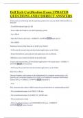 Dell Tech Certification Exam UPDATED  QUESTIONS AND CORRECT ANSWERS