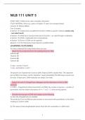 MLB 111 Unit 5 Summary and practice questions 