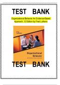 Test bank for Organizational Behavior&colon; An Evidence-Based Approach&comma; 12th Edition by Fred Luthans &vert; Complete Test Bank with Verified Answers