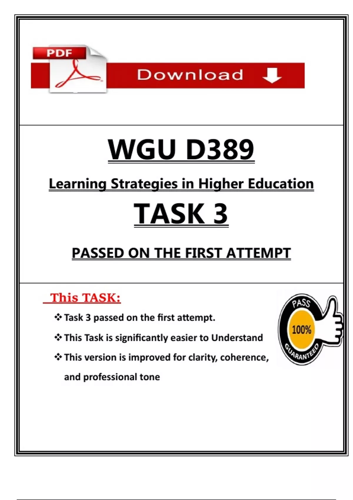 D389 Task 3 - Passed on First Attempt - 2025 Complete Assessment - D389 ...