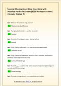 Surgical Pharmacology Final Questions with  Detailed Verified Answers &lpar;100&percnt; Correct Answers&rpar;  &sol;Already Graded A&plus;