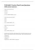 NUR1460C Practice Final Exam Questions with correct answers
