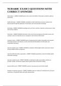 NUR1460C EXAM 3 QUESTIONS WITH CORRECT ANSWERS