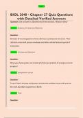BIOL 2040 - Chapter 27 Quiz Questions  with Detailed Verified Answers 
