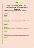 BIOL2420 LECTURE EXAM 1  Questions with Detailed Verified  Answers 