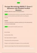 Portage Microbiology BIOD171 Exam 5  Questions with Detailed Verified  Answers