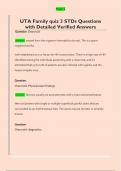 UTA Family quiz 3 STDs Questions  with Detailed Verified Answers 