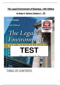 Solution Manual For The Legal Environment of Business&comma; 14th Edition by Roger E&period; Meiners&comma; 2024&comma; All-Chapters 1 - 22 Complete Guide&period;