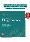 TEST BANK FOR ESSENTIALS OF NEGOTIATION&comma; 7TH EDITION BY ROY LEWICKI&comma; BRUCE BARRY CHAPTERS 1 &ndash; 12&vert; LATEST 2025 UPDATE&emsp;