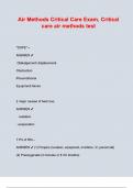 Air Methods Critical Care Exam&comma; Critical care air methods test &lpar;Questions&rpar; Verified Detailed Answers &lpar;100&percnt; Correct&rpar; All Units Covered Rated A&plus;&excl;&excl;&excl;