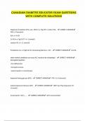 Canadian Diabetes Educator Certification Exam &ndash; Practice Questions with Complete Solutions