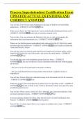 Procore Superintendent Certification Exam  UPDATED ACTUAL QUESTIONS AND  CORRECT ANSWERS
