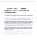 Module 1 &sol; Unit 1 &sol; Common Computing Devices Questions with Verified Answers