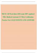 NR 511 All Week Quiz 2025 exam 100- updated NHA Medical Assistant &lpar;CCMA&rpar; Certification Practice Test 2&period;0 QUESTIONS AND ANSWERS&period;pdf