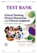TEST BANK&excl;&excl;&excl;TEST BANK&excl;&excl;&excl;&excl;Critical Thinking Clinical Reasoning and Clinical Judgment 7th Edition A Practical  Approach Test Bank 