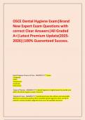 OSCE Dental Hygiene Exam&vert;Brand New Expert Exam Questions with correct Clear Answers&vert;All Graded A&plus;&vert;Latest Premium Update&lpar;2025-2026&rpar;&vert;100&percnt; Guaranteed Success&period;