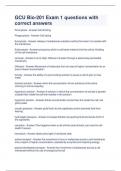 GCU Bio-201 Exam 1 questions with correct answers