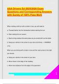 AAA DRIVER EXAM PACKAGE DEAL QUESTIONS AND VERIFIED DETAILED ANSWERS &vert; 100&percnt; GUARANTEED PASS &vert; ALREADY GRADED A&plus;