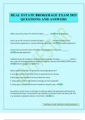 REAL ESTATE BROKERAGE EXAM 2025 QUESTIONS AND ANSWERS