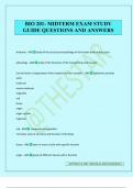 BIO 201- MIDTERM EXAM STUDY GUIDE QUESTIONS AND ANSWERS