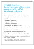 NUR 207 final Exam &ndash; Comprehensive multiple choice questions with verified solutions & rationales