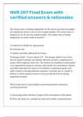 NUR 207 Final Exam with verified answers & rationales 