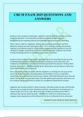 CRCM EXAM 2025 QUESTIONS AND ANSWERS