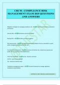 CRCM - COMPLIANCE RISK MANAGEMENT EXAM 2025 QUESTIONS AND ANSWERS