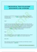 CRCM FINAL TEST EXAM 2025 QUESTIONS AND ANSWERS