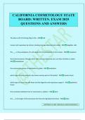 CALIFORNIA COSMETOLOGY STATE BOARD&colon; WRITTEN&period; EXAM 2025 QUESTIONS AND ANSWERS
