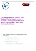 Climate and Weather Practice Test Multiple Choice Questions And Answers Latest Updates 2025&sol;2026 With Correct Answers 100&percnt; With Complete Solutions