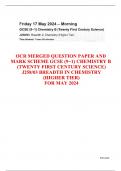 GCSE MAY 2024 OCR CHEMISTRY B PAPER 3 INCLUDING MARK SCHEME QUESTIONS AND ANSWERS