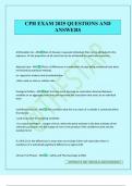 CPH EXAM 2025 QUESTIONS AND ANSWERS