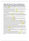 FINC 341 Exam 2 Theory Statements &vert; Actual study &vert; Questions and Answers