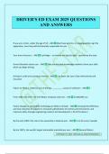 DRIVER'S ED EXAM 2025 QUESTIONS AND ANSWERS