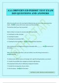 AAA DRIVER'S ED PERMIT TEST EXAM 2025 QUESTIONS AND ANSWERS