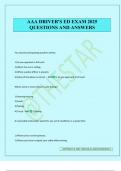 AAA DRIVER'S ED  Exam Package Deal Questions and Verified Answers &lpar;2025 &sol; 2026&rpar;