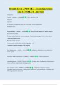 Breath Tech UPDATED  Exam Questions  and CORRECT  Answers 