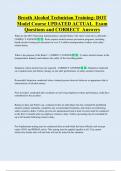 Breath Alcohol Technician Training&colon; DOT  Model Course UPDATED ACTUAL  Exam  Questions and CORRECT  Answers 